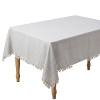 Tafelkleed van 1,45 x 1,40 m van grijze stof met franjes