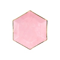 Hexagonale borden met gouden rand van 23 cm - 6 stuks