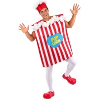 Verkleedkostuum van een popcornbak voor volwassenen