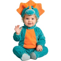 Blauw en oranje dinosaurus kostuum voor baby's