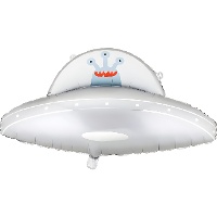 Zilverkleurige UFO-folieballon van 79 x 55 cm
