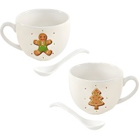Sweet Christmas kopjes van 265 ml met lepels - 2 stuks