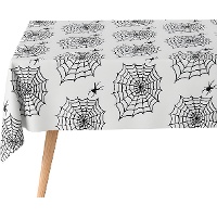 Tafelkleed met spinnenweb en zwarte spinnen van 1,2 x 5 m