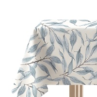 Tafelkleed van 1,45 x 1,45 m met blauwe bladeren