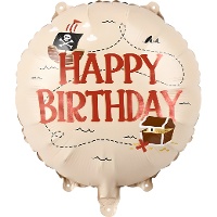 Piratenfolieballon van 35 cm met Happy Birthday-opdruk