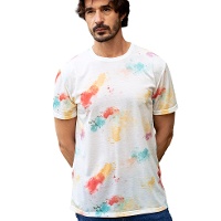 Ademend polyester t-shirt van 100% voor mannen met verfpatroon - 1 stuk