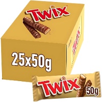 Twix met melkchocolade en karamel, 50 g - 25 stuks