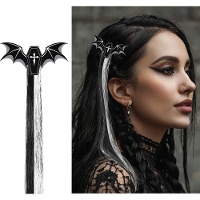 Gotische haarlok met doodskistclip, zwart-wit