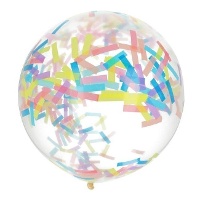Grote latex ballon met confetti stroken van 61 cm - Folat - 1 stuk