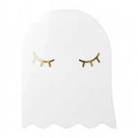 Witte servetten in de vorm van een spook, 11 x 14 cm - 20 stuks