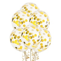 Transparante latex ballonnen met sterrenconfetti van 30 cm - PartyDeco - 6 stuks
