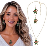 Set met ketting en oorbellen met kerstelfjes