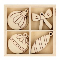 Houten uitgestanste figuren voor kerstdecoratie - 12 stuks