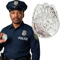 Zilveren politiebadge van 7 cm