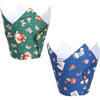 Papieren tulbandvormpjes voor muffins van Kerstman - PME - 24 stuks