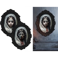 Wanddecoratie Zombie-meisje 60 x 40 cm - 1 stuk