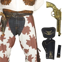 Zwarte patroonhouder met pistool