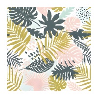 Servetten met tropisch bladpatroon 16,5 x 16,5 cm - 20 stuks