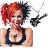 Halsketting met elektrische gitaar, zwart en zilverkleurig