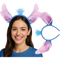 Blauwe alien-haarband met haarpluim