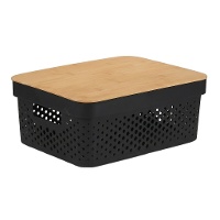 Geperforeerde doos van 36 x 26 x 14 cm met bamboe deksel - 1 eenheid