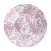Soepbord 23 cm, mauve met bloem? en vogelprint