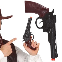 Zwarte en bruine cowboy pistool - 26 cm