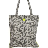Canvas shopper met zebra-animalprint en neonaccenten, met ritssluiting