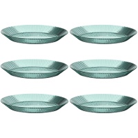 Plastic borden van 23 cm met strepen, herbruikbaar - 6 stuks