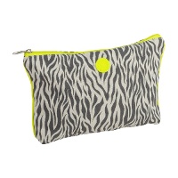Toilettas met zebraprint en neonbies 28 x 20 x 5 cm