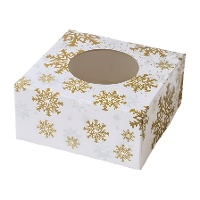 Doos voor snoepjes of cupcakes met gouden vlokken van 17,5 x 17,5 x 8,5 cm