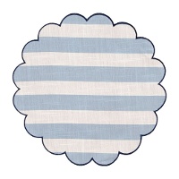 Ronde placemat (Ø 38 cm) met horizontale blauw-witte strepen