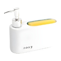 Zeepdispenser met langwerpig wit sponsje