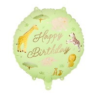 Safari folieballon 'Happy Birthday' mix 35 cm