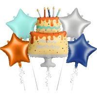 Multicolor Happy Birthday-ballonnenboeket - 5 stuks