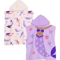 Poncho-handdoek met zeemeerminprint en capuchon - 1 stuk
