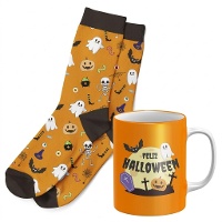 Cadeauset met mok en sokken Halloween begraafplaats