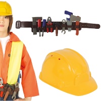 Riem met accessoires en kinderwerkhelm
